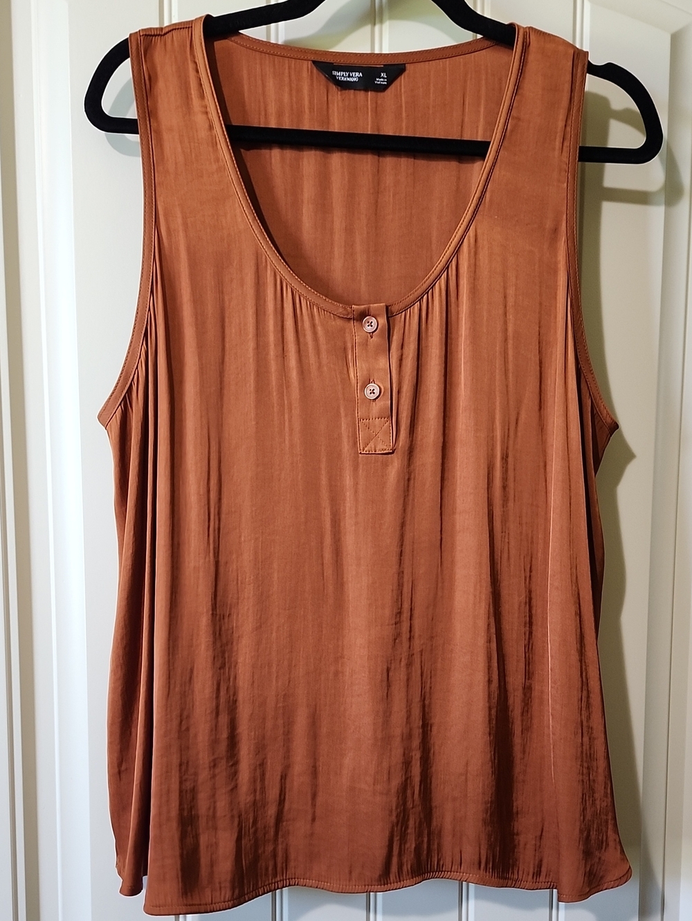 Simply Vera Wang Women's Silky Copper Tank Top - Scoop Neck Sz XL